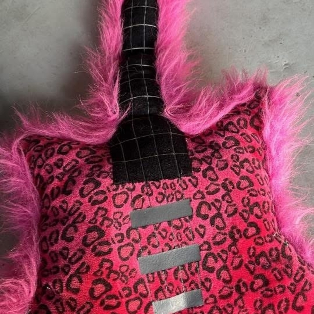 Pink Leopard Print Guitar Pillow